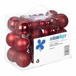 Foto van Relaxdays kerstballen - 50x st - rood - 3, 4 en 6 cm - kunststof - kerstbal