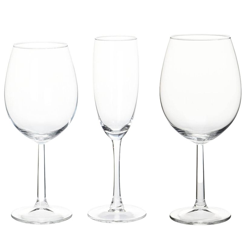 Foto van Excellent houseware wijnglazen set - 18-delig - glas - 3 verschillende soorten - wijnglazen