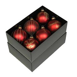 Foto van Othmar decorations luxe kerstballen - gedecoreerd - 12x - 8 cm - rood - kerstbal