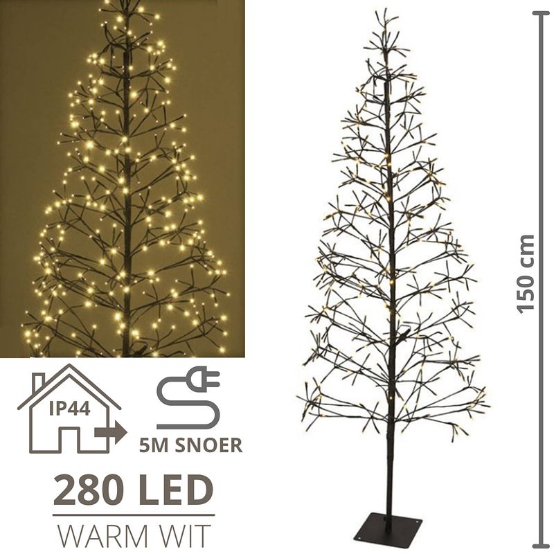 Foto van Lichtboom - lichttakken - led boom - kerstverlichting - lichttak - kerstversiering - kerst - 150 cm - 280 led's - war...