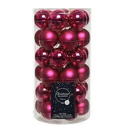 Foto van 36x bessen roze kleine glazen kerstballen 4 cm mat en glans - kerstbal