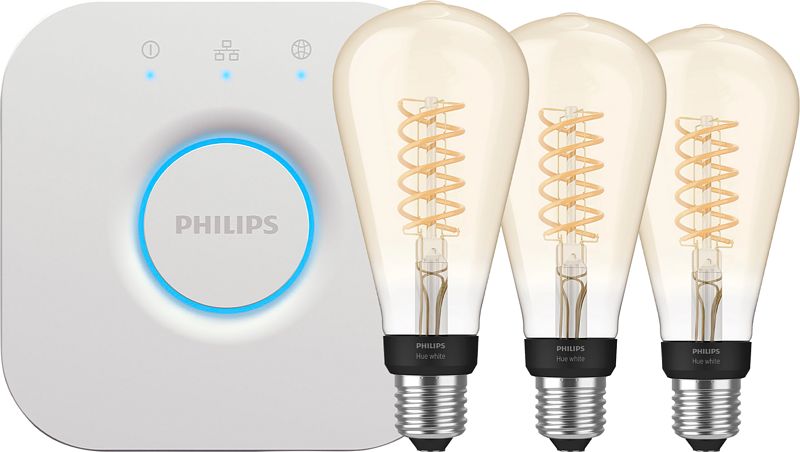 Foto van Philips hue filament white globe xl 3-pack + bridge