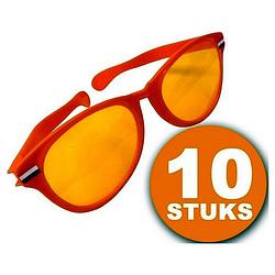 Foto van Oranje feestbril 10 stuks oranje bril ""megabril"" feestkleding ek/wk voetbal oranje versiering versierpakket