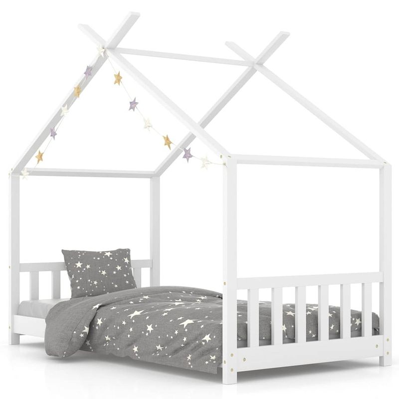 Foto van Vidaxl kinderbedframe massief grenenhout wit 70x140 cm