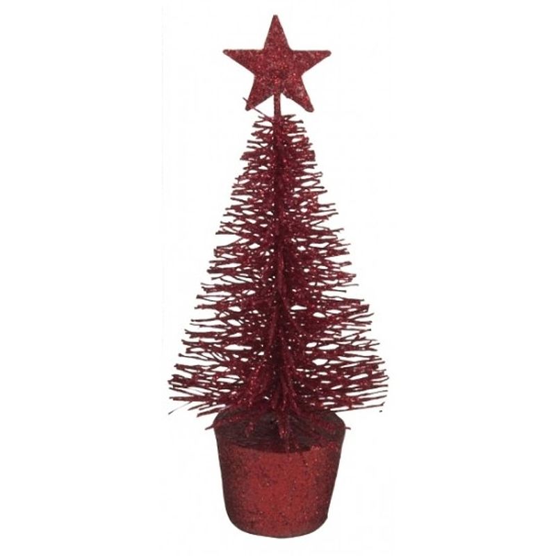 Foto van Glitter mini kerstboompje rood