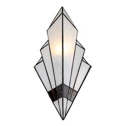 Foto van Lumilamp wandlamp tiffany 23*13*43 cm e27/max 1*40w wit glas muurlamp