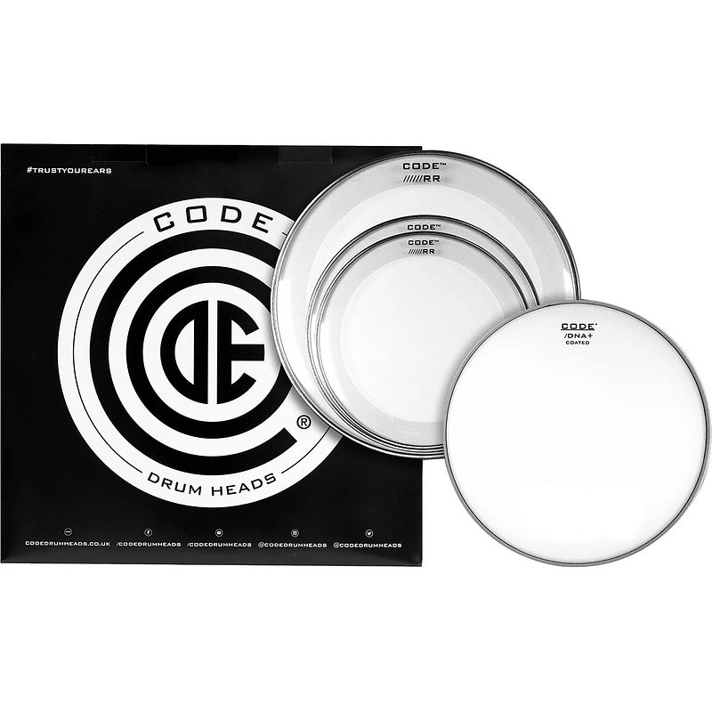 Foto van Code drum heads tprrclrs reso ring standard pack 12-13-16 inch resonantievellen + 14 inch coated snaredrumvel