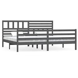 Foto van The living store bedframe grenenhout - 180 x 200 cm (6ft super king) - grijs