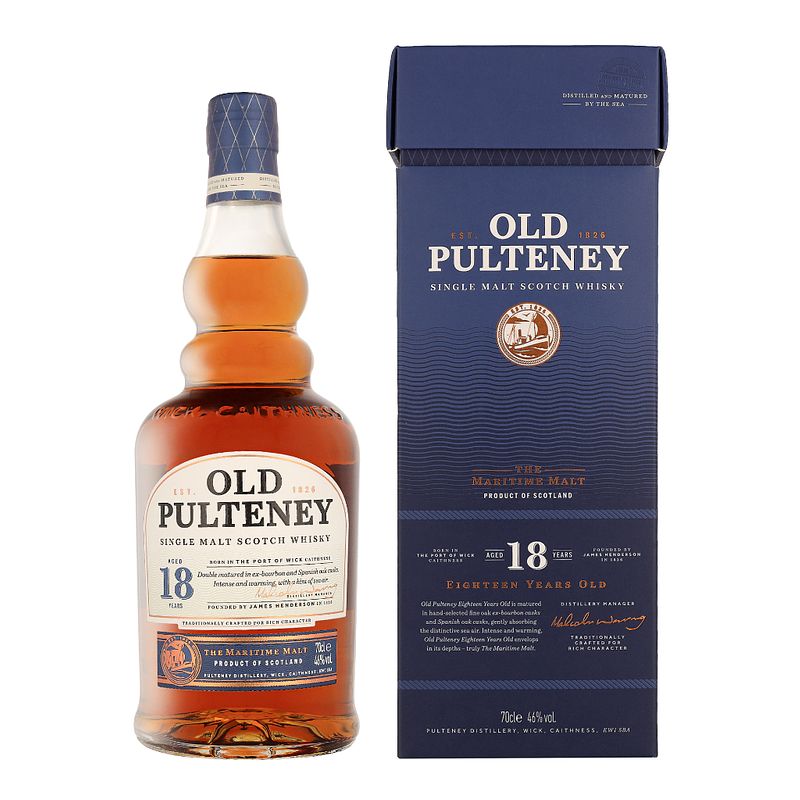 Foto van Old pulteney 18 years 70cl whisky + giftbox