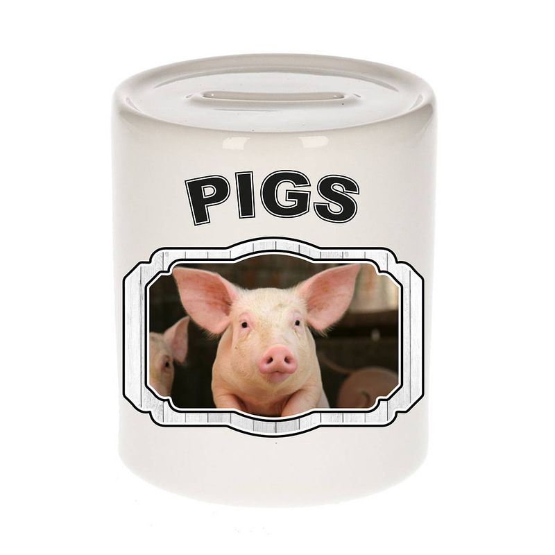 Foto van Dieren varken spaarpot - pigs/ varkens spaarpotten kinderen 9 cm - spaarpotten