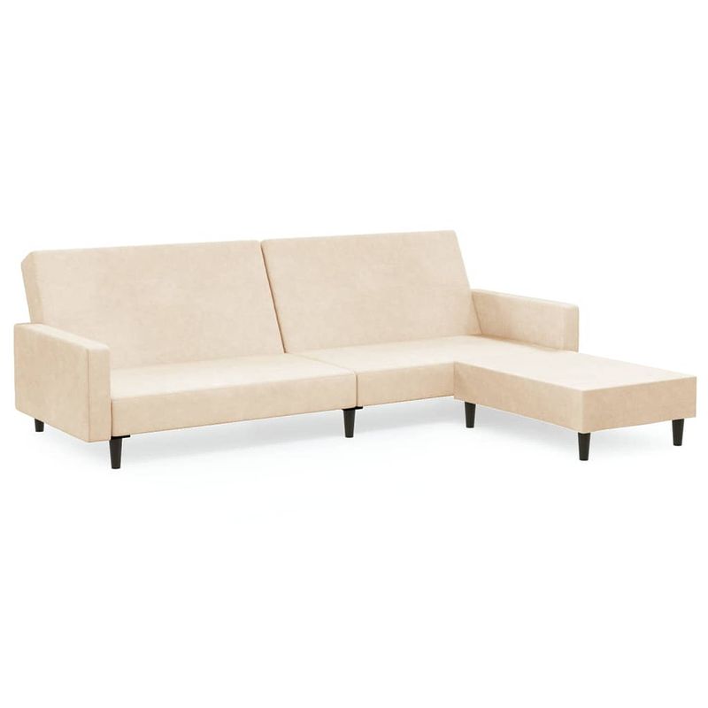 Foto van The living store bedbank met voetenbank - crème - 220 x 84.5 x 69 cm - multifunctioneel