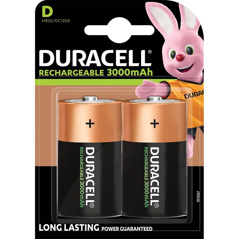 Foto van Duracell oplaadbare batterijen d, blister van 2 stuks 10 stuks