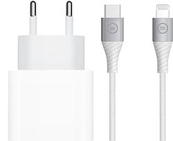 Foto van Apple usb c oplader 20w + lightning kabel 1,5m nylon wit