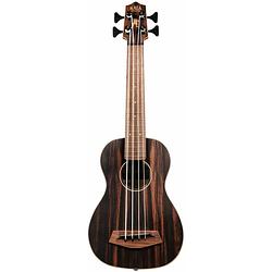 Foto van Kala u-bass striped ebony, fretted, metal round wound strings bas-ukelele met deluxe gigbag