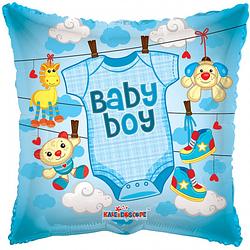 Foto van Kaleidoscope folieballon baby boy jongens 46 cm blauw