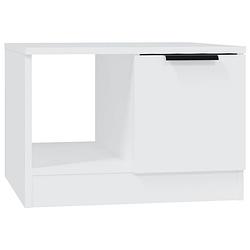 Foto van The living store salontafel - bewerkt hout - wit - 50 x 50 x 36 cm - opbergruimte