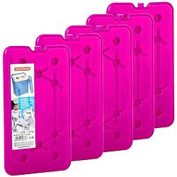 Foto van Plasticforte koelelementen 450 gram - 5x - 14 x 25 x 1 cm - roze - voor koelbox en koeltas - koelelementen