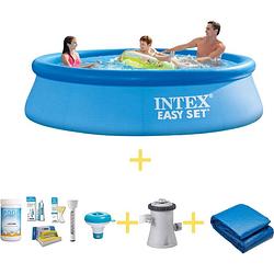 Foto van Intex zwembad - easy set - 305 x 76 cm - inclusief ways onderhoudspakket, filterpomp & grondzeil