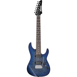 Foto van Ibanez az427p2qm premium twilight blue burst 7-snarige elektrische gitaar met gigbag