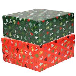 Foto van 6x rollen kerst inpakpapier/cadeaupapier bomen 2,5 x 0,7 meter - cadeaupapier