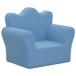 Foto van The living store kinderbank - comfortabele kinderbank van zacht pluche - 53 x 35 x 45.5 cm - blauw - afneembare hoes