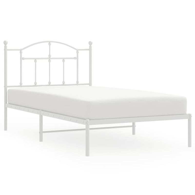 Foto van Vidaxl bedframe met hoofdbord metaal wit 100x190 cm