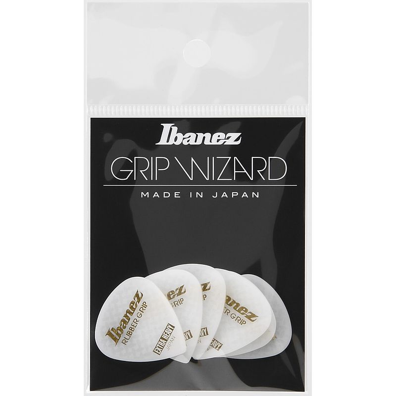 Foto van Ibanez ppa16xrgwh grip wizard rubber grip plectrumset 6-pack extra heavy wit