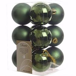 Foto van Ambiance christmas kerstboom decoratie kerstballen groen 12 stuks - kerstbal