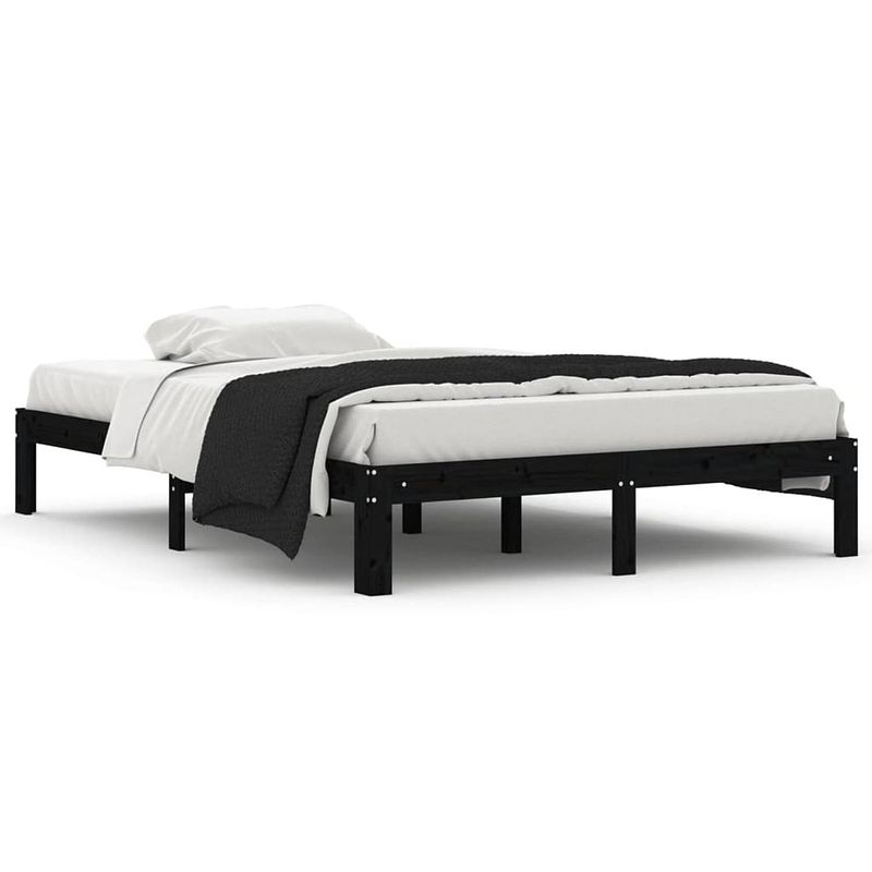 Foto van The living store bedframe - houten - 140 x 200 cm - zwart