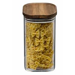 Foto van Voorraadbus/voorraadpot 1,3l glas met acacia houten deksel - voorraadpot