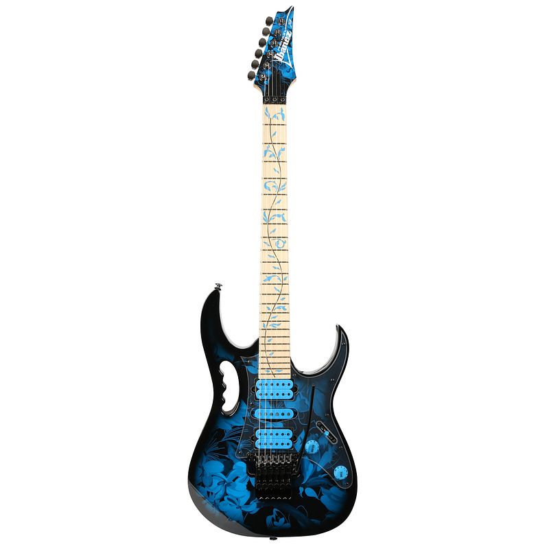 Foto van Ibanez jem77p-bfp steve vai premium blue floral pattern