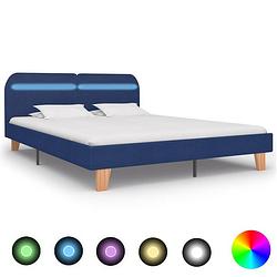 Foto van Vidaxl bedframe met led stof blauw 180x200 cm