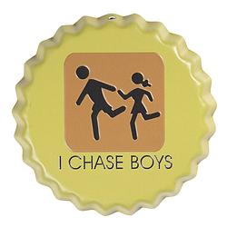 Foto van Clayre & eef tekstbord ø 13 cm geel ijzer rond i chase boys wandbord spreuk wandplaat geel wandbord spreuk