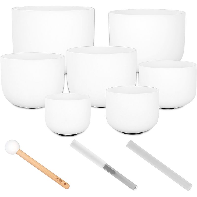 Foto van Sela secf-set crystal singing bowl set - frosted 440 hz