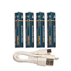 Foto van Anna collection oplaadbare batterijen - aa - 4x stuks - met usb kabel - penlites aa batterijen