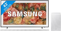 Foto van Samsung the frame 43ls03d (2024) + soundbar wit