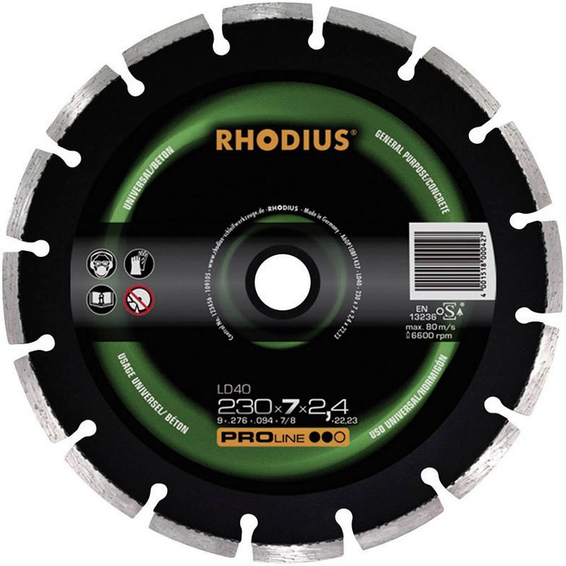 Foto van Rhodius 394138 ld 40 diamanten doorslijpschijf diameter 230 mm binnendiameter 22.23 mm 1 stuk(s)