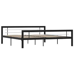 Foto van The living store metalen bedframe - - 212 x 187.5 x 65.5 cm (l x b x h) - kleur- zwart en wit - materiaal- metaal -