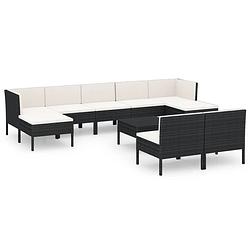 Foto van Vidaxl 10-delige loungeset met kussens poly rattan zwart