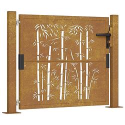 Foto van Infiori poort met bamboe-ontwerp 105x105 cm cortenstaal