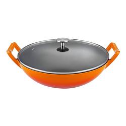 Foto van Buccan - hamersley - gietijzeren wokpan 36cm - oranje