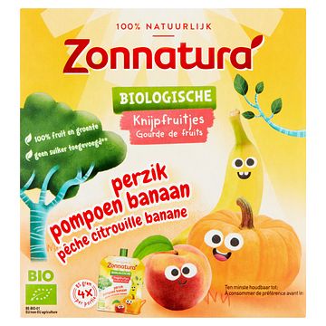 Foto van Zonnatura biologische knijpfruitjes perzik pompoen banaan 4 x 85g bij jumbo