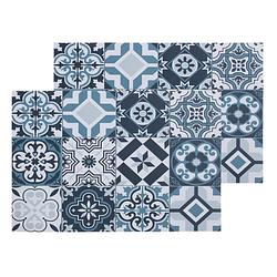 Foto van Set van 6x stuks rechthoekige placemats mozaiek blauw vinyl 45 x 30 cm - placemats