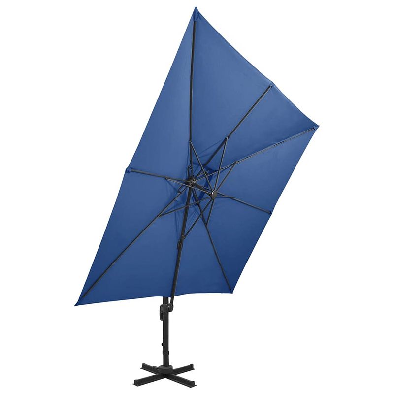 Foto van The living store tuinparasol - 300x300x258 cm - azuurblauw - uv-beschermend polyester - aluminium paal - kantelbaar en