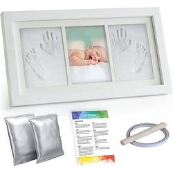 Foto van Rx goods baby fotolijst met klei voetafdruk & handafdruk - kraamcadeau babyshower - geen gips, inkt