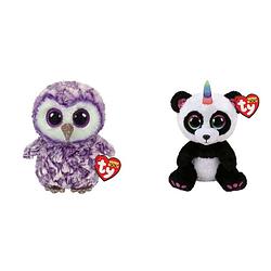 Foto van Ty - knuffel - beanie boo's - moonlight owl & paris panda