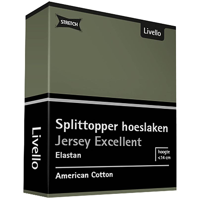 Foto van Livello hoeslaken splittopper jersey excellent green 180 x 200 cm