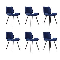 Foto van Bronx71 velvet eetkamerstoel toby donkerblauw - eetkamerstoelen set van 6.