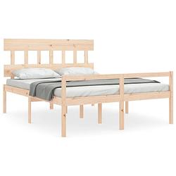 Foto van The living store massief grenenhouten bedframe - 205.5 x 155.5 x 81 cm - multiplex lattenbodem - functioneel hoofd- en