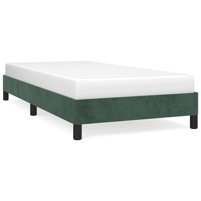 Foto van The living store bedframe - fluweel - ondersteunende poten - multiplex lattenbodem - donkergroen - 203x103x25 cm